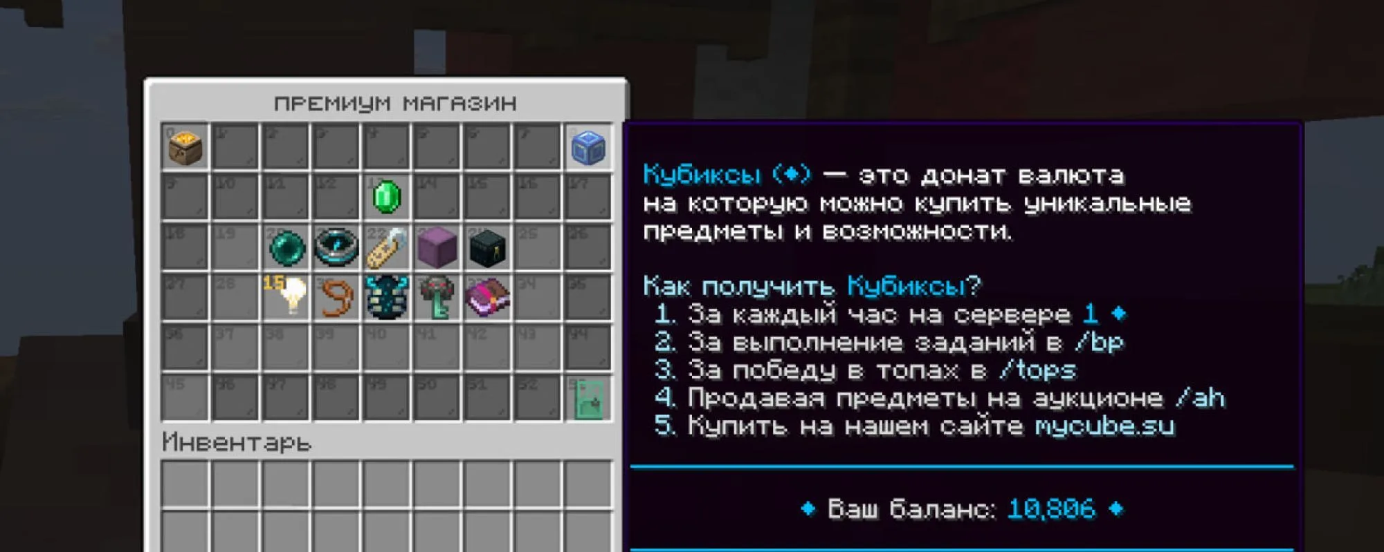 Скриншот 1 сервера MYCUBE